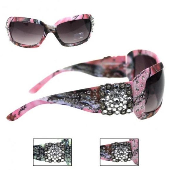 Montana West Accessories - Montana West Camo Diamond Floral Concho Sunglasses
